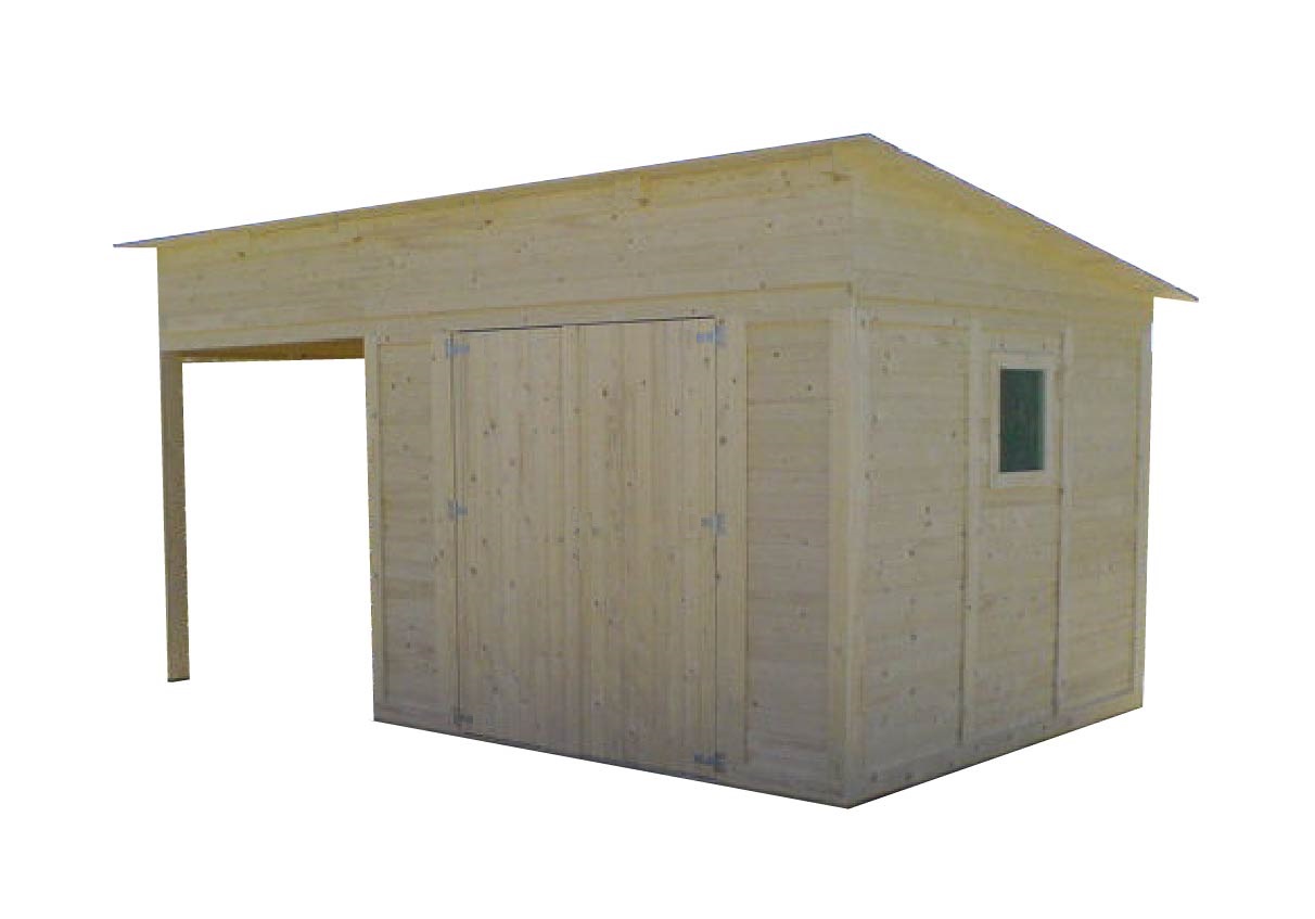 Záhradný drevený domček s terasou TOL 5,7m2 + 4,8m2, 19mm, s okny