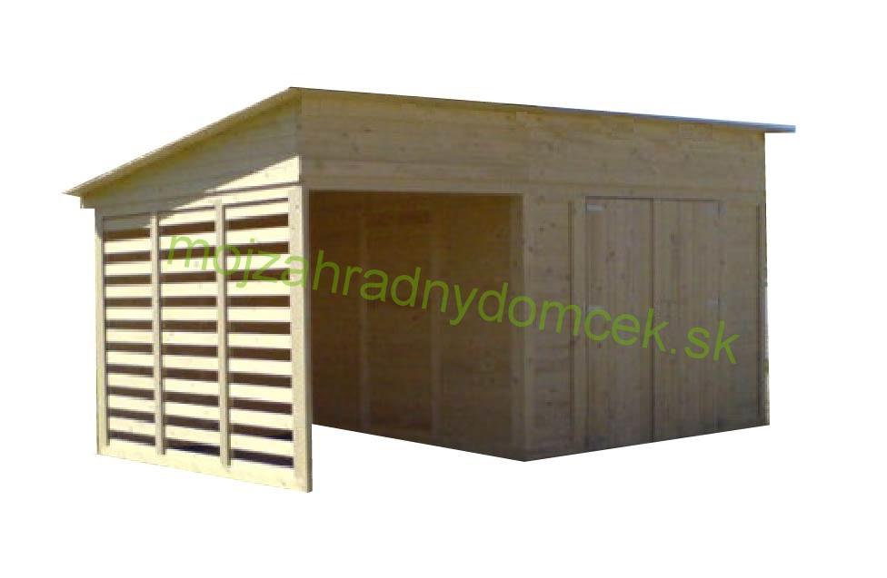 Záhradný drevený domček s terasou TOL II 9m2 + 6m2, 19mm, s okny