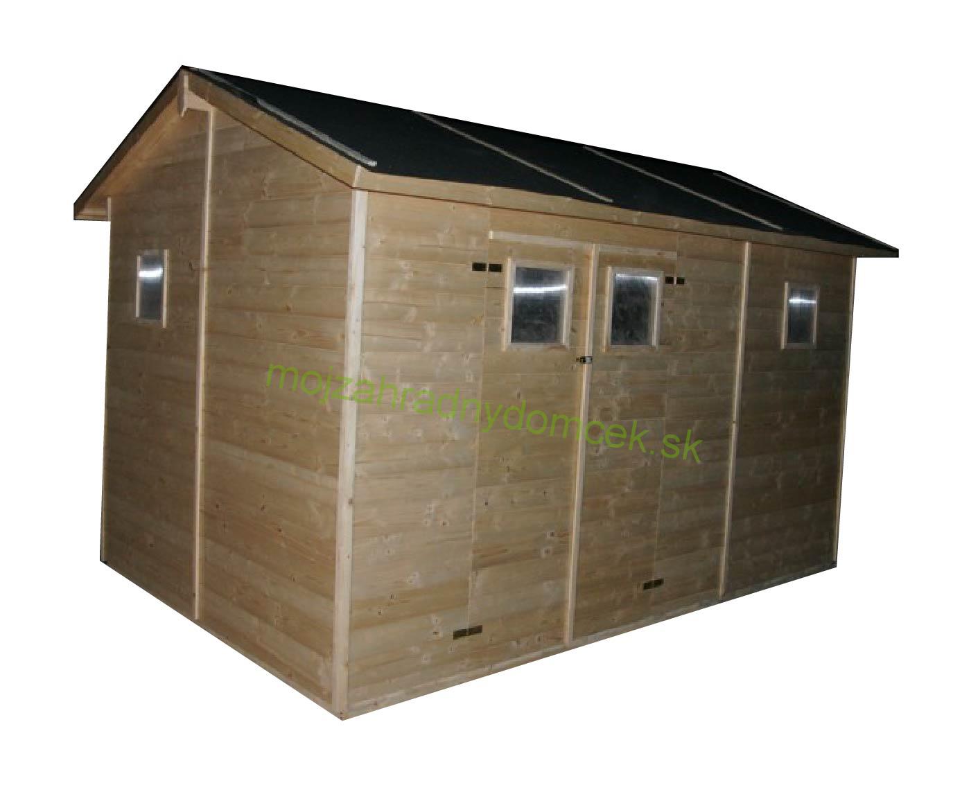 Záhradný drevený domček 3,3x3,9m (16mm) s oknami DÉNIA