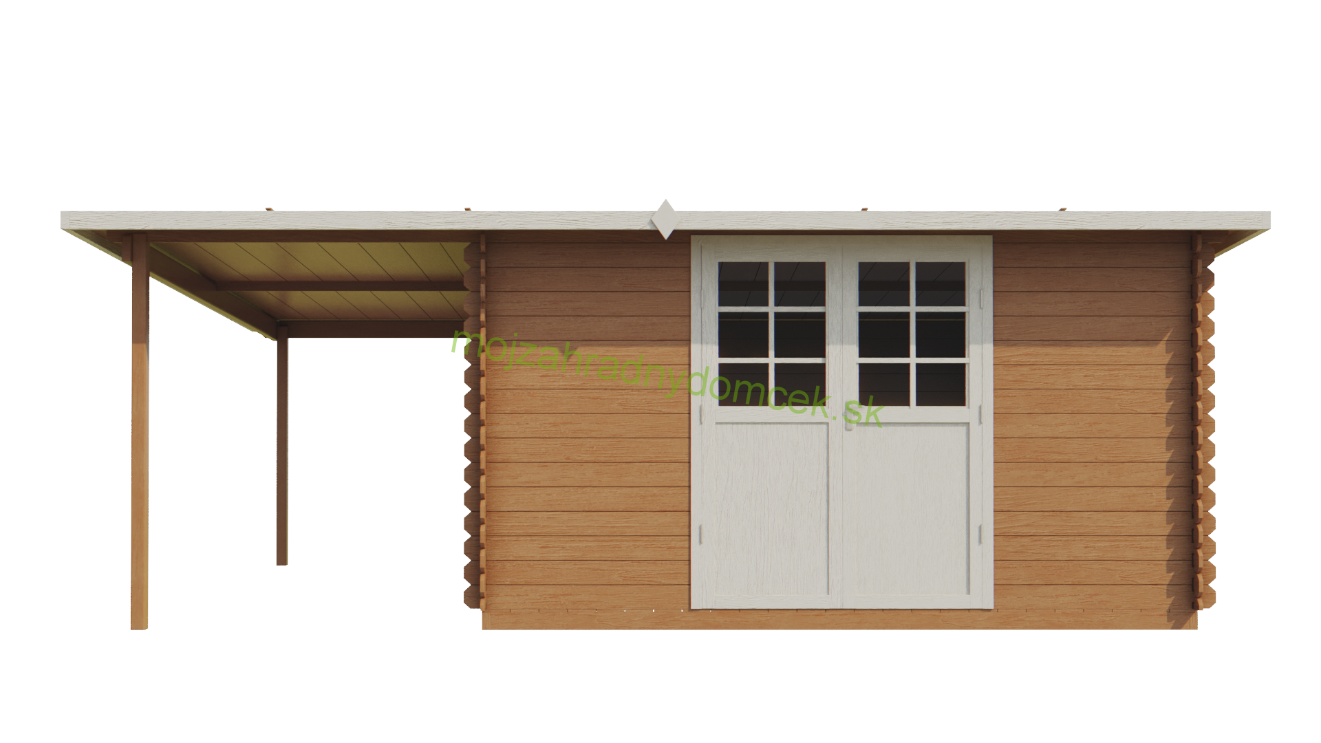 Záhradný drevený domček zrubový SEGOVIA 6,5 x 4,5m s terasou 8m2 (24mm) 