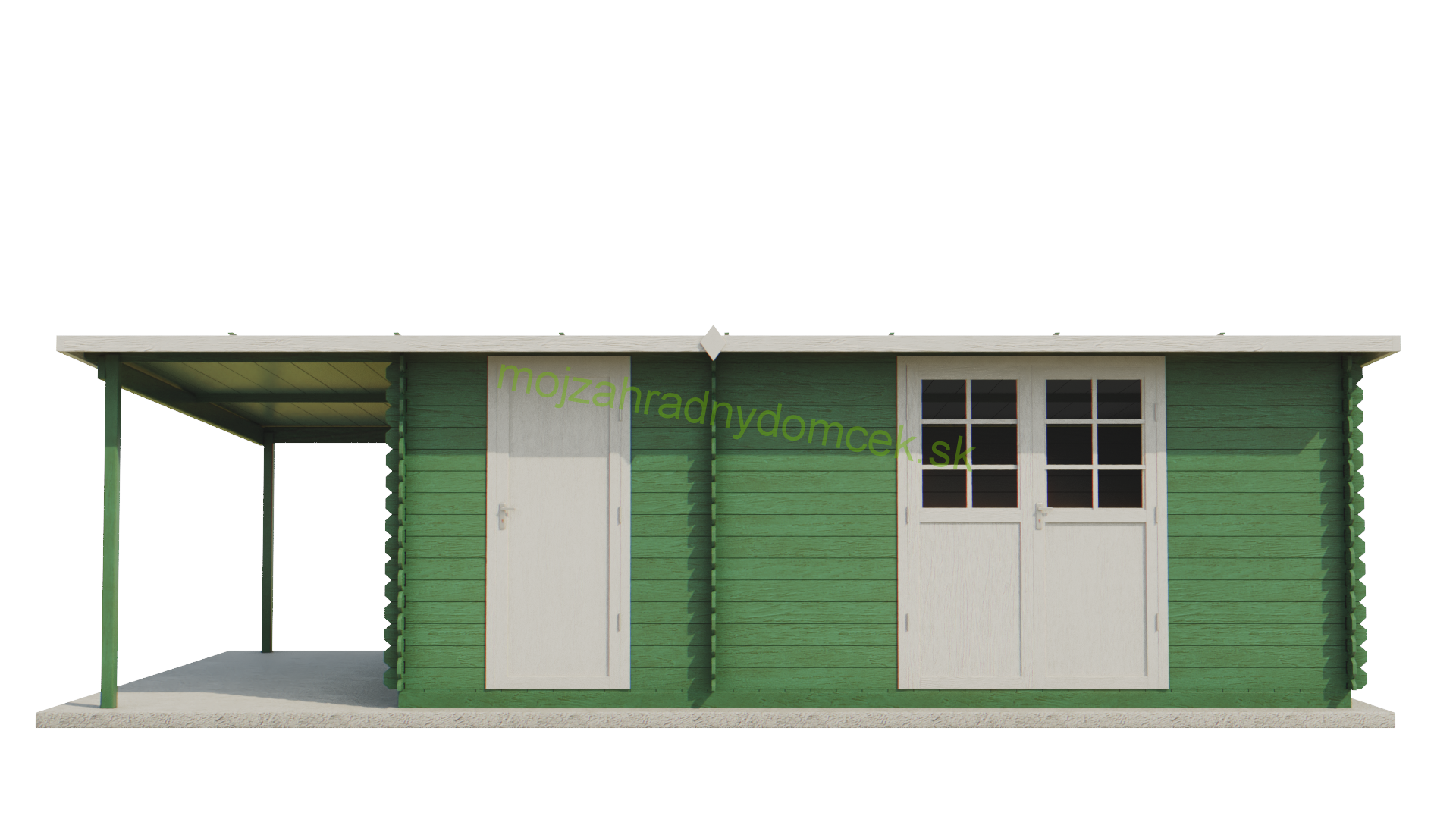 Záhradný drevený domček zrubový SALAMANKA 8,5 x 4,5m s terasou 8m2 (24mm) 