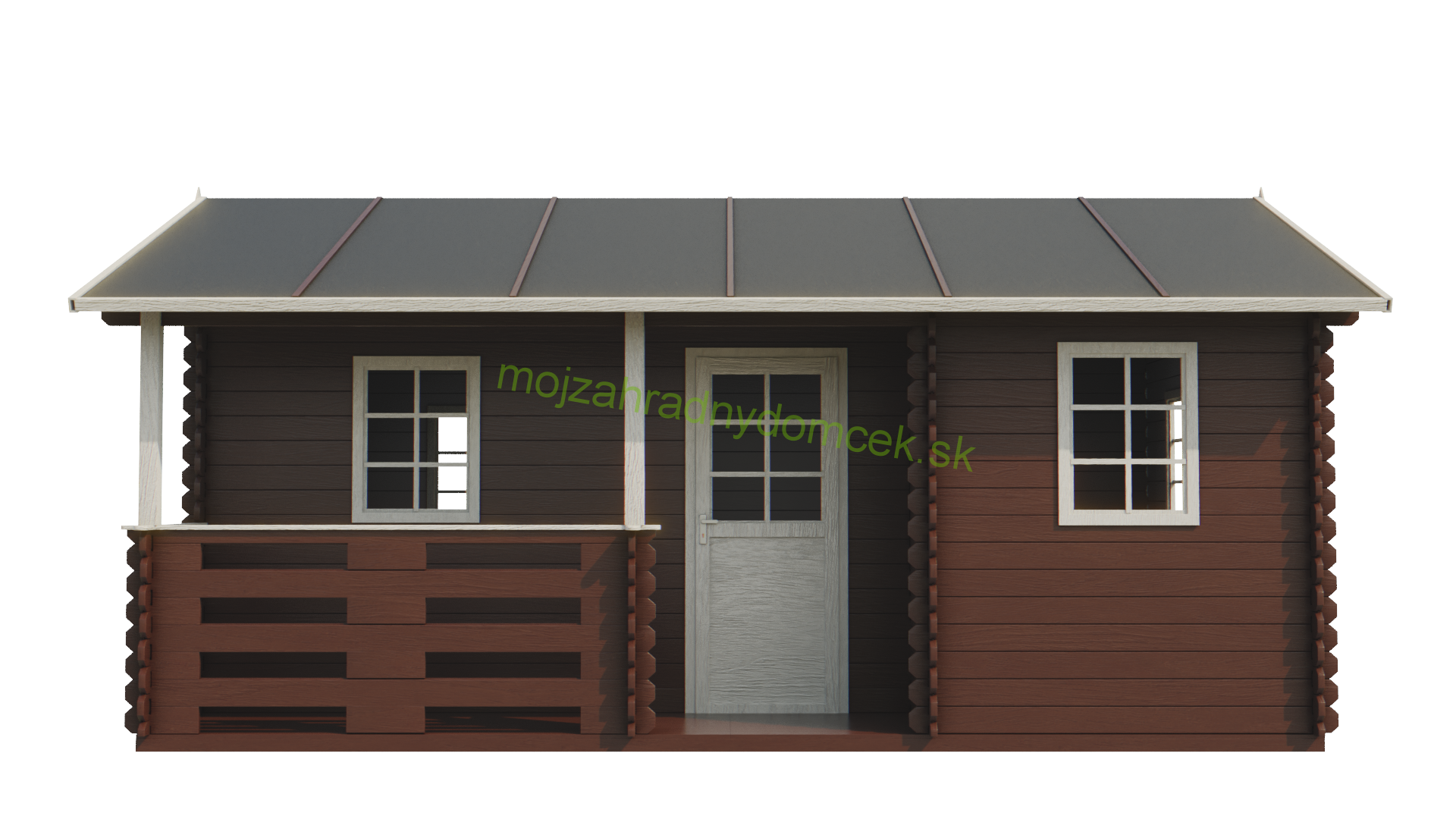 Záhradný drevený domček zrubový PALPLOMA 6,5 x 4,5m s verandou 4m2 (24mm) 