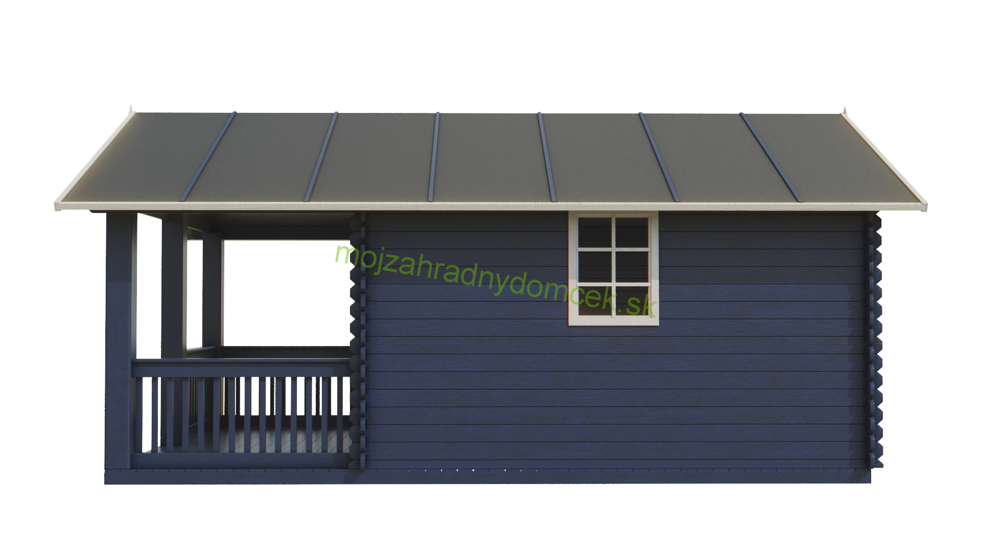Záhradný drevený domček zrubový TERUEL II 7,5 x 5,5 m s terasou 10m2 (24mm) 