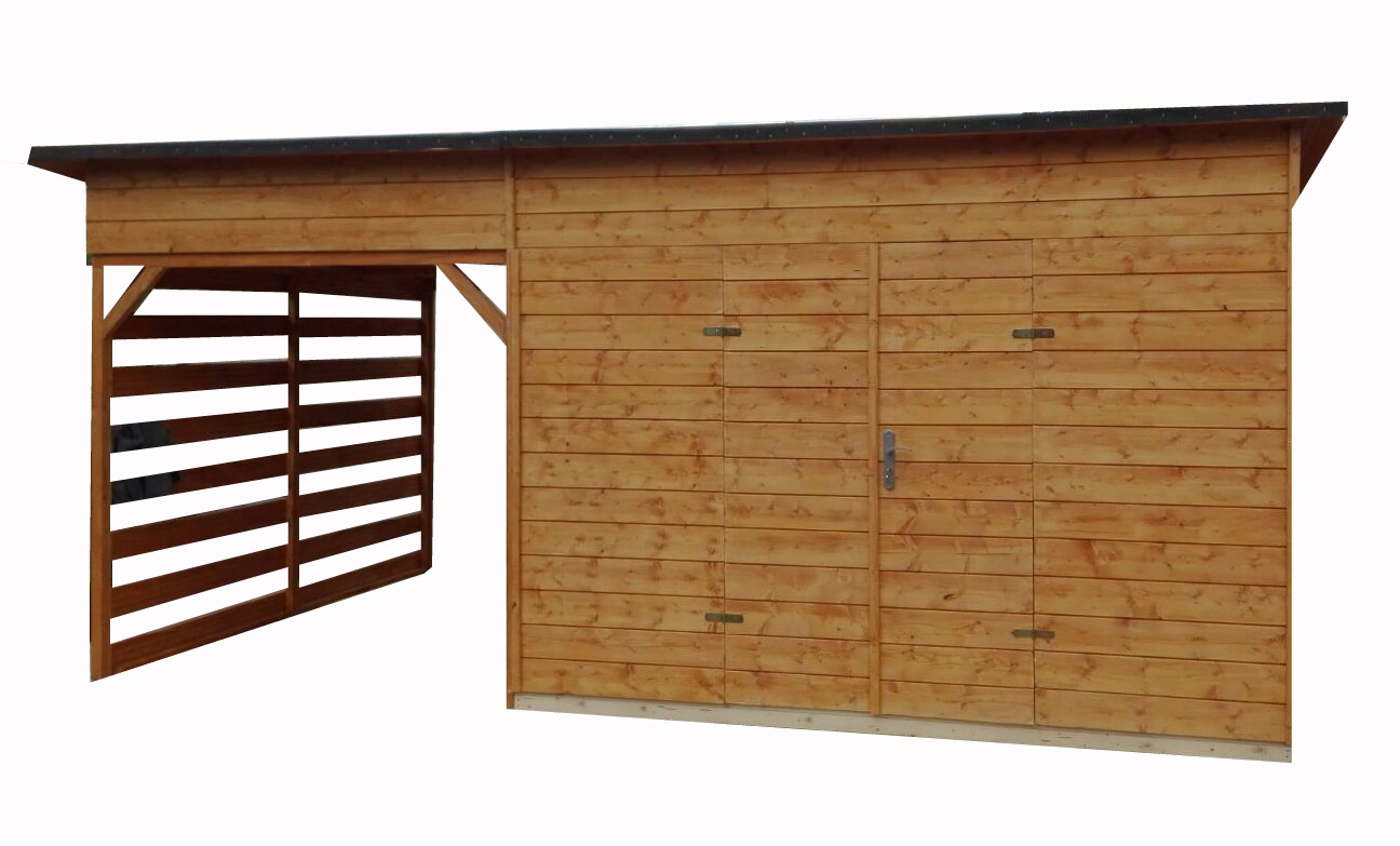 Záhradný drevený domček s terasou TOL II 9m2 + 6m2, 16mm, s okny
