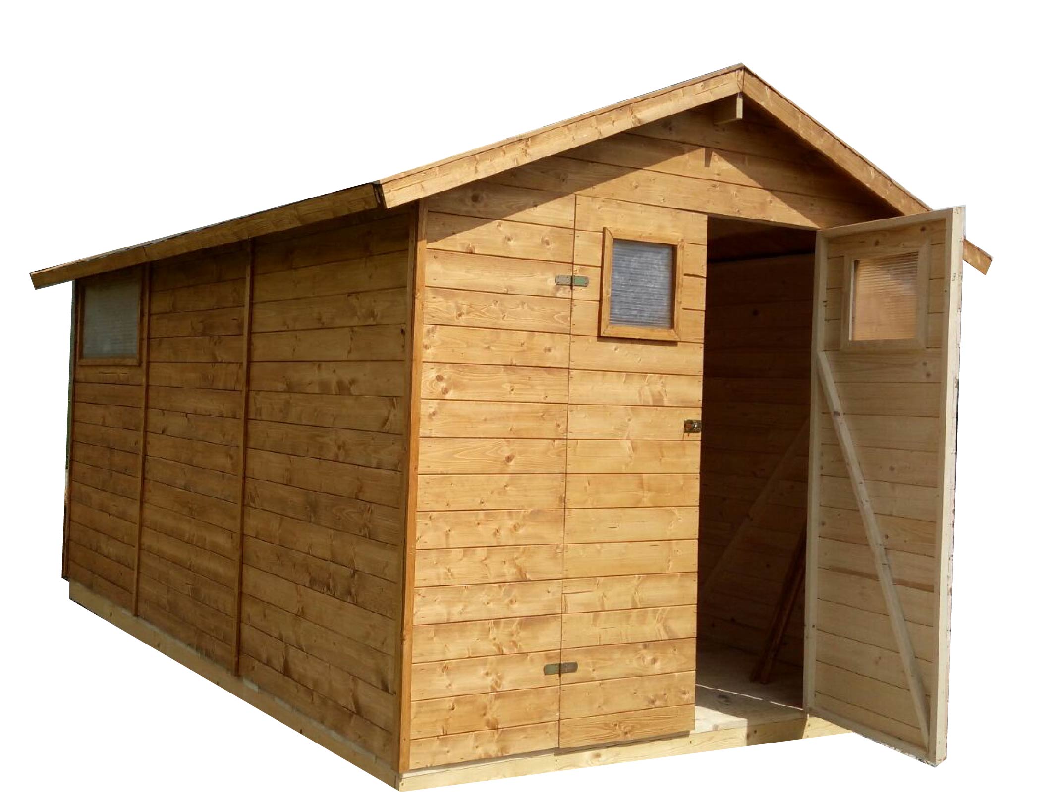 Záhradný drevený domček 3,3x3,9m (16mm) s oknami SEVILLA II (ZáHRADNý DREVENý DOMčEK SEVILLA II (16MM))