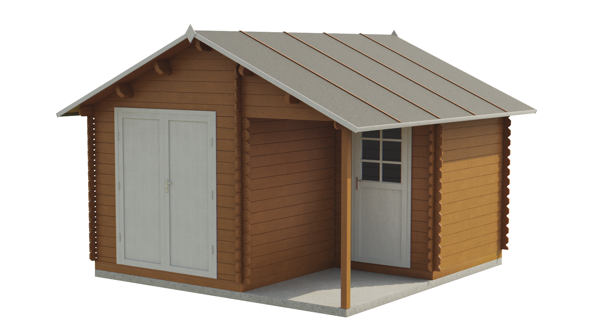 Záhradný drevený domček zrubový LEON 4,5 x 4,5m (24mm)